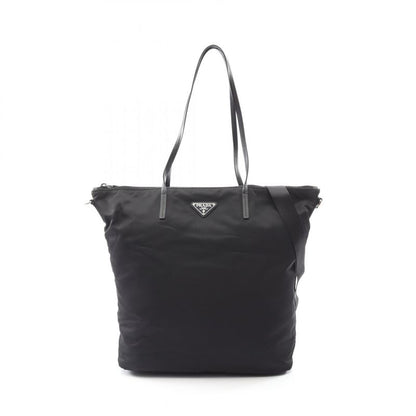 Prada Tote Bag Tessuto 1bg189 Black Nylon Saffianoleather Triangle Logo Tote