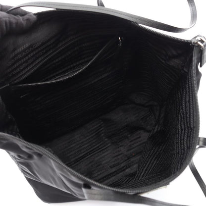 Prada Tote Bag Tessuto 1bg189 Black Nylon Saffianoleather Triangle Logo Tote