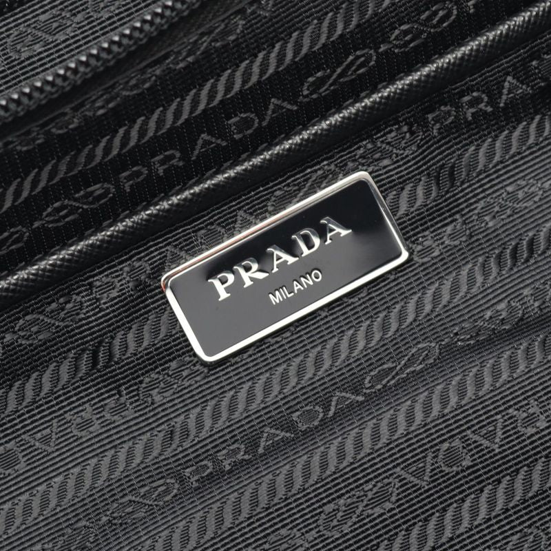 Prada Tote Bag Tessuto 1bg189 Black Nylon Saffianoleather Triangle Logo Tote