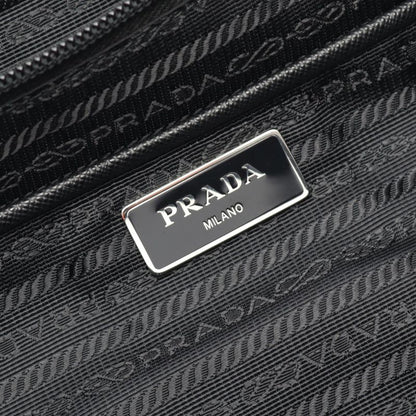 Prada Tote Bag Tessuto 1bg189 Black Nylon Saffianoleather Triangle Logo Tote