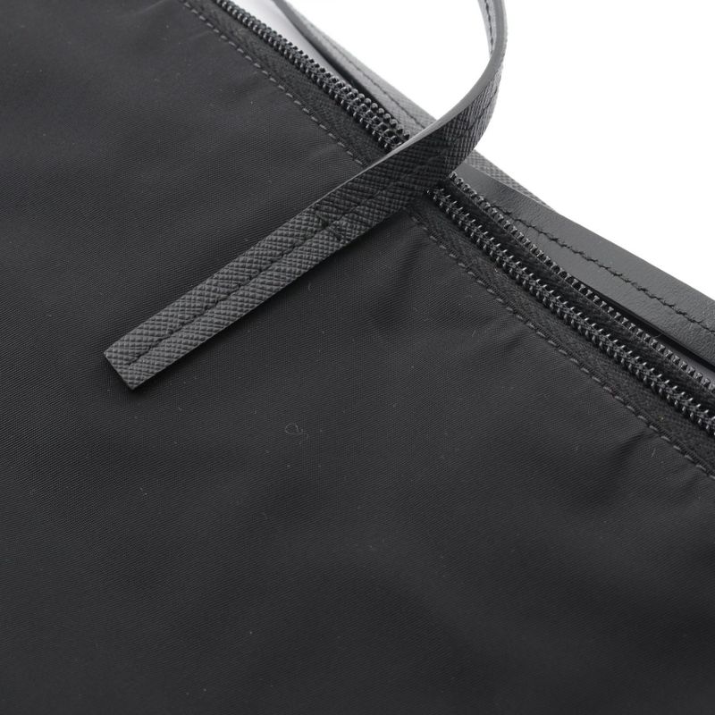 Prada Tote Bag Tessuto 1bg189 Black Nylon Saffianoleather Triangle Logo Tote