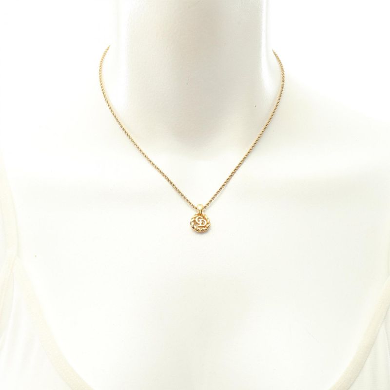 Dior Necklace CD Logo GP (gold Plated) Necklace Ladies Used a