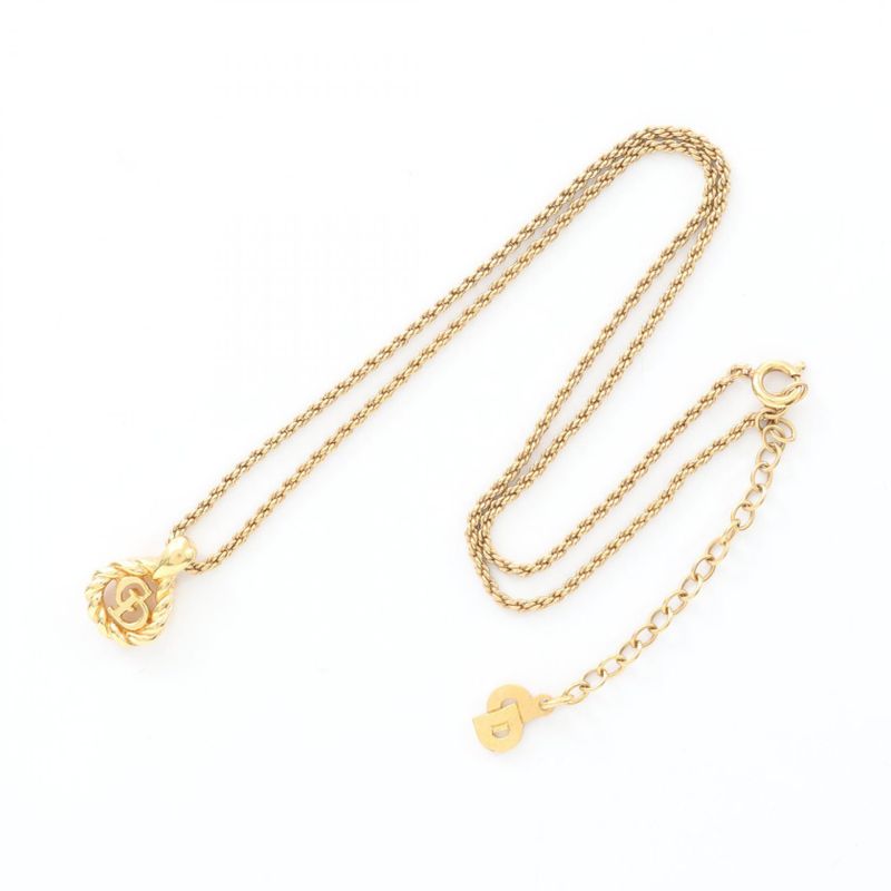 Dior Necklace CD Logo GP (gold Plated) Necklace Ladies Used a