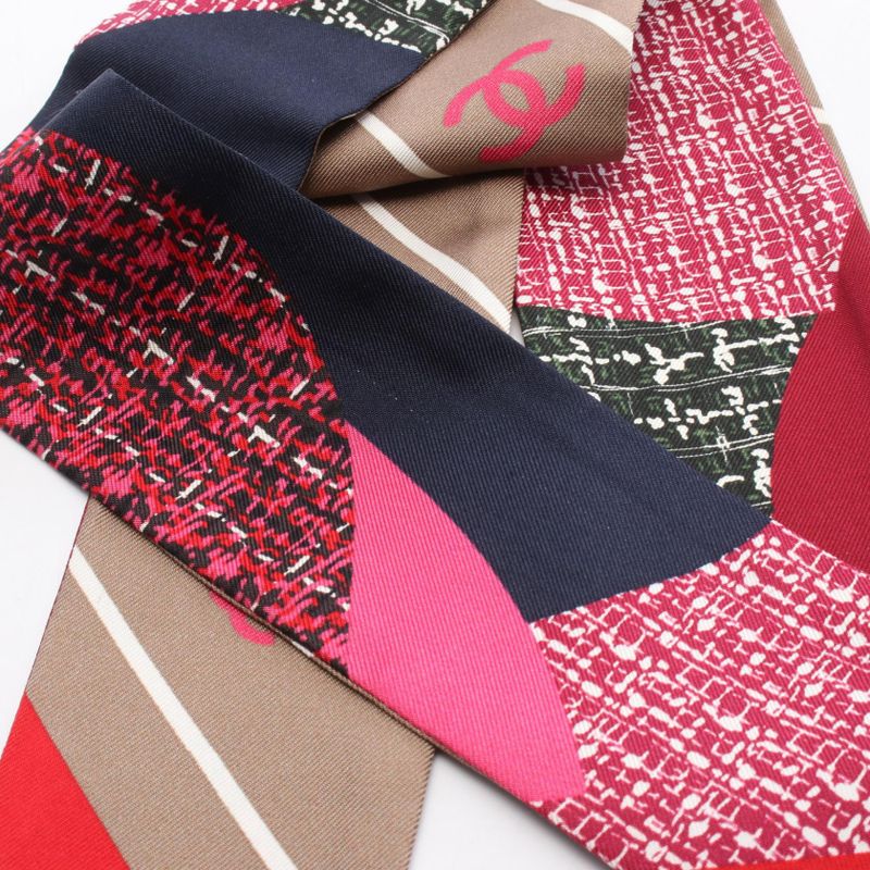 Chanel Scarf Coco Mark Multi Silk Scarf Women Used a