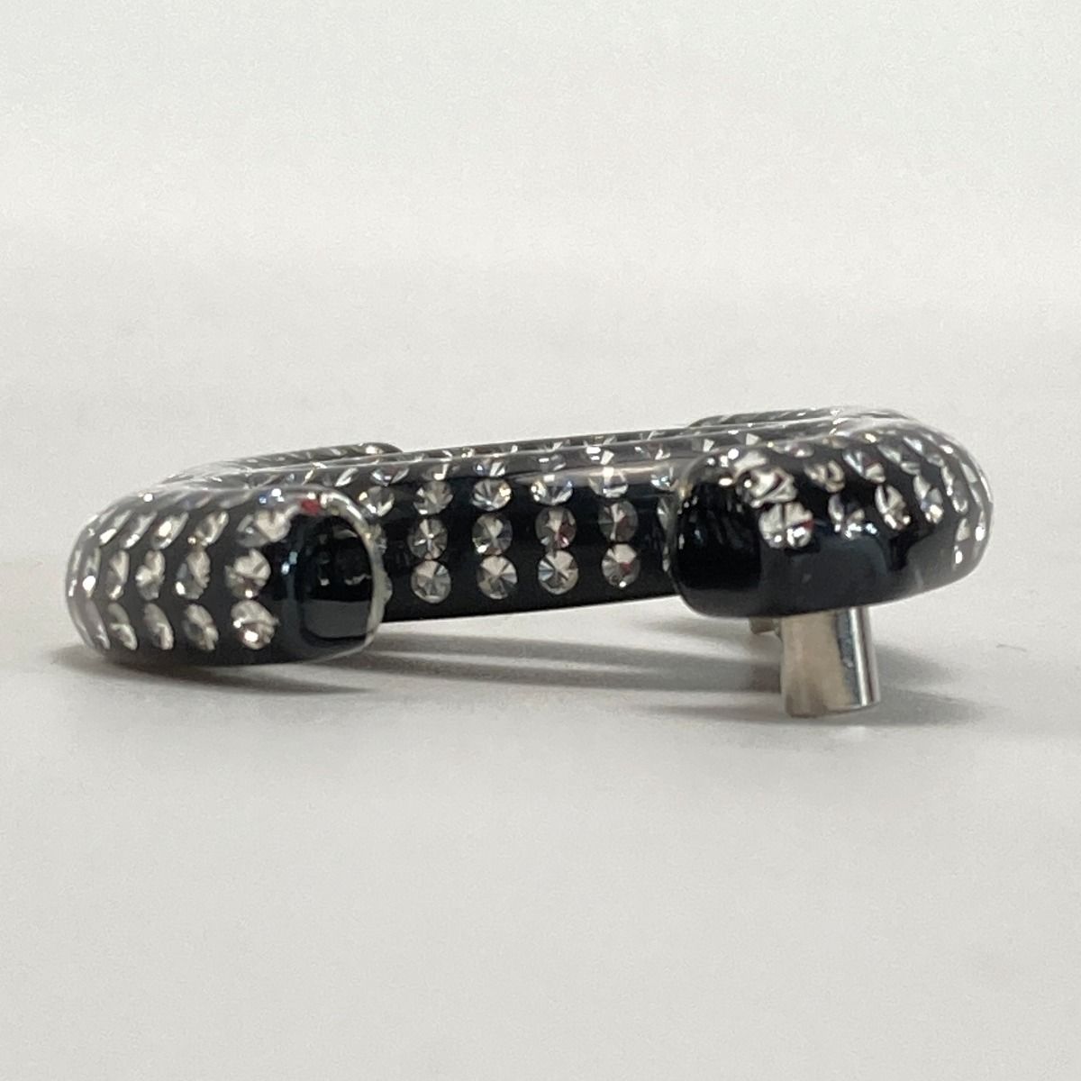 Chanel Cocomark Rhinestone Brooch D21k Black Resin