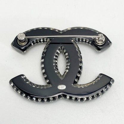 Chanel Cocomark Rhinestone Brooch D21k Black Resin