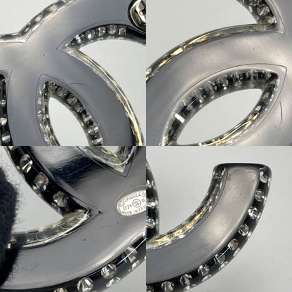 Chanel Cocomark Rhinestone Brooch D21k Black Resin
