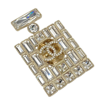 Chanel Cocomark Perfume Bottle Motif Brooch B24c Gold GP Rhinestone
