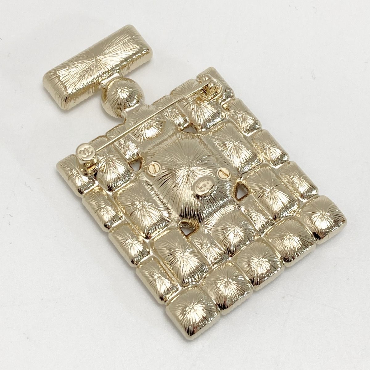 Chanel Cocomark Perfume Bottle Motif Brooch B24c Gold GP Rhinestone