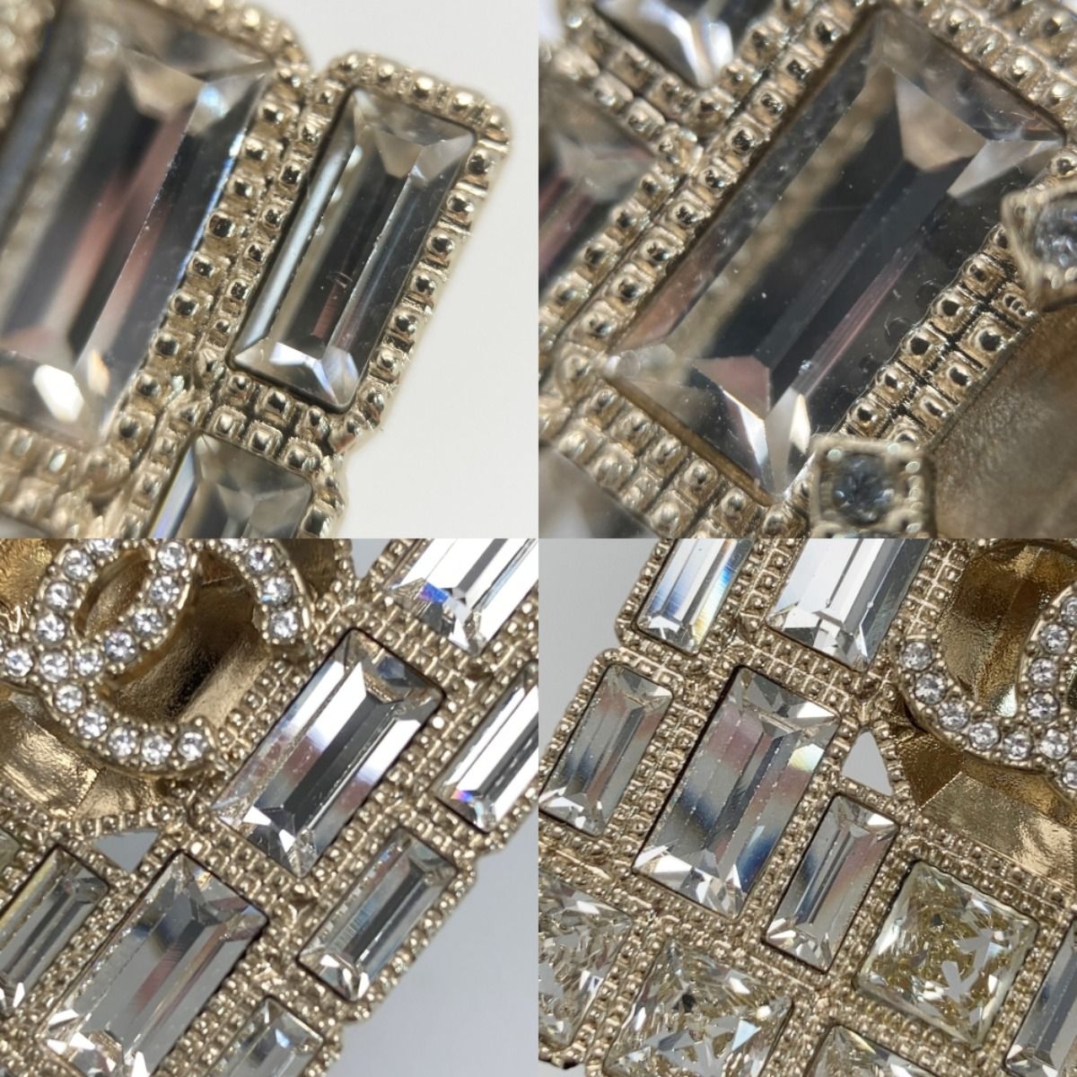 Chanel Cocomark Perfume Bottle Motif Brooch B24c Gold GP Rhinestone