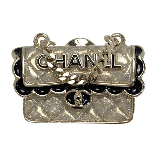 Chanel Matelasse Bag Motif Pin Brooch C24b Gold GP Here Mark