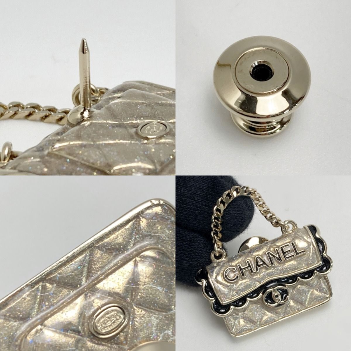 Chanel Matelasse Bag Motif Pin Brooch C24b Gold GP Here Mark