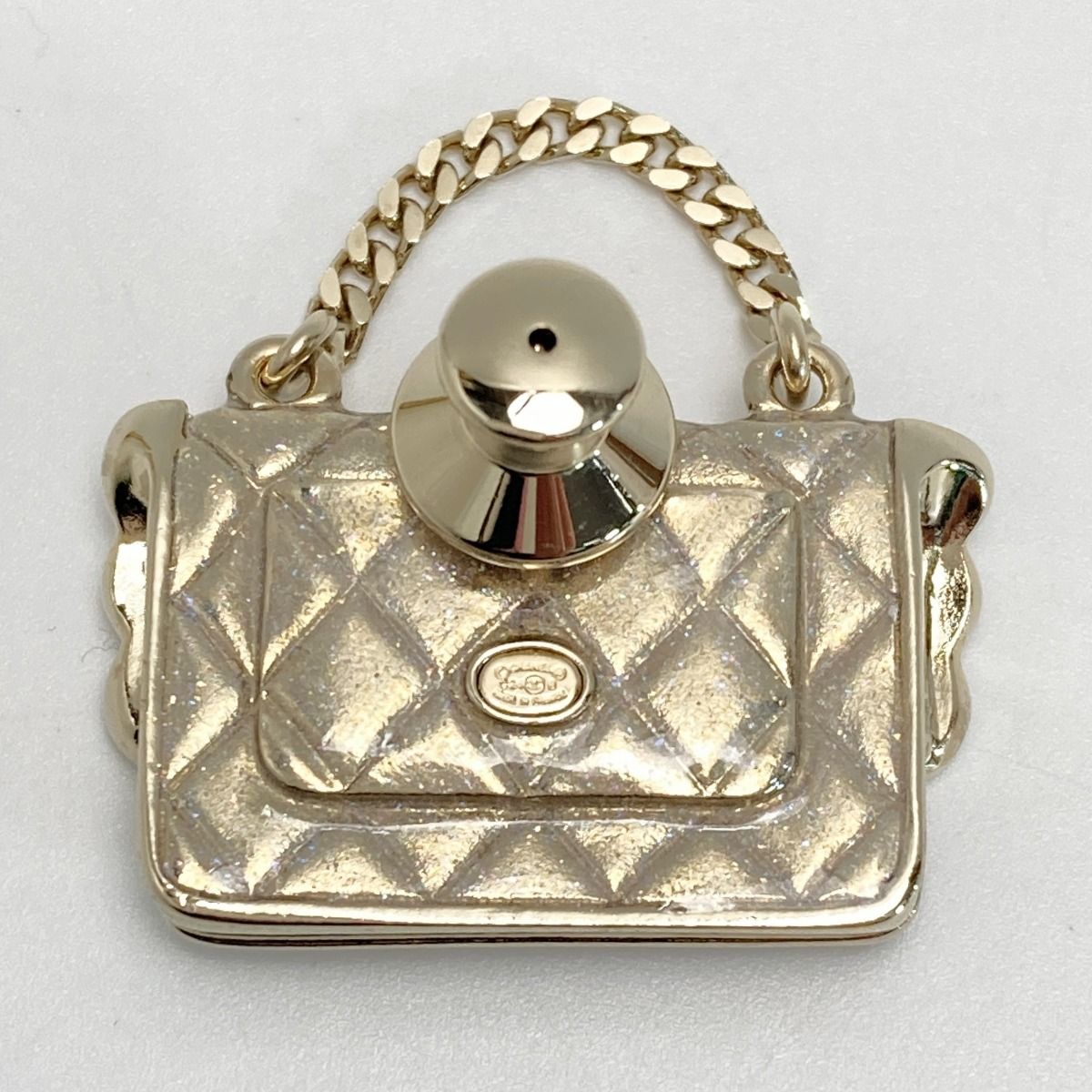 Chanel Matelasse Bag Motif Pin Brooch C24b Gold GP Here Mark