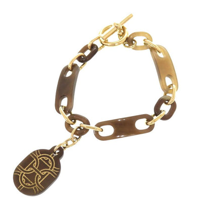 Hermes Chaine D'ancre Buffalo Horn Metal Brown Bracelet 1538 Hermes