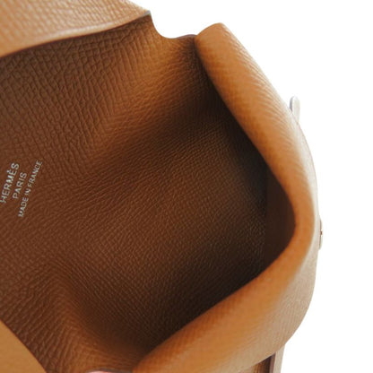 Hermes Calvi Duo Vaux Epson Gold Stamped B Brown Coin Case Wallet 0582 Hermes