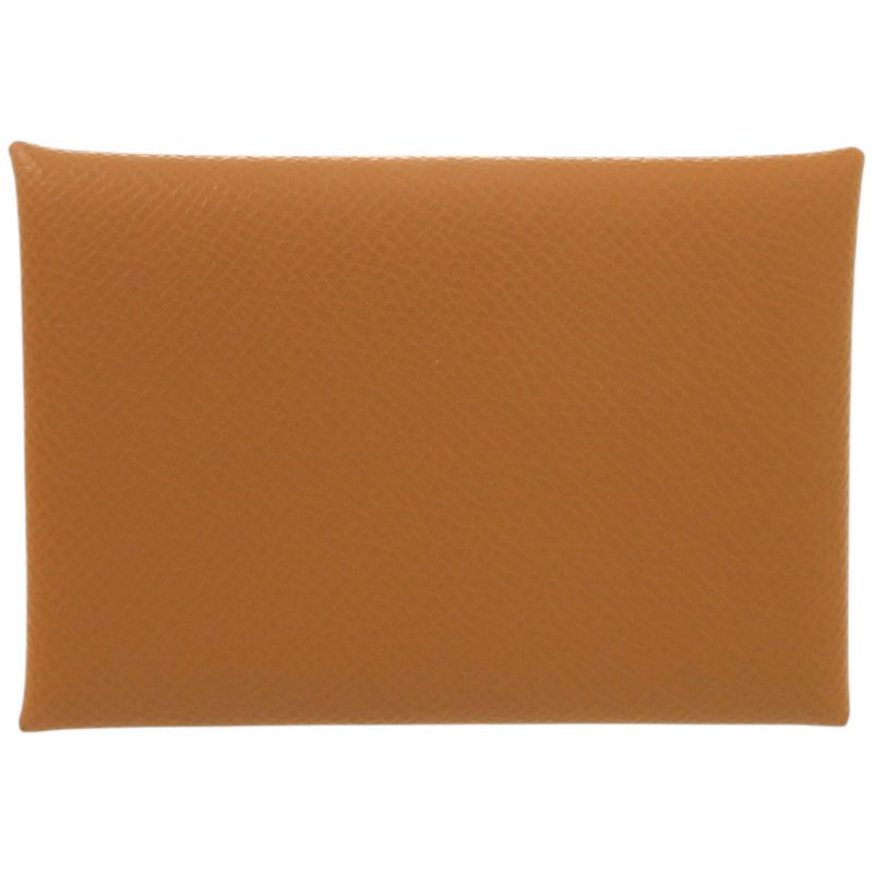 Hermes Calvi Duo Vaux Epson Gold Stamped B Brown Coin Case Wallet 0582 Hermes