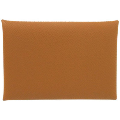 Hermes Calvi Duo Vaux Epson Gold Stamped B Brown Coin Case Wallet 0582 Hermes