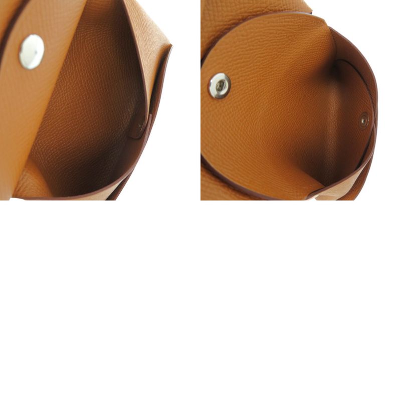 Hermes Calvi Duo Vaux Epson Gold Stamped B Brown Coin Case Wallet 0582 Hermes