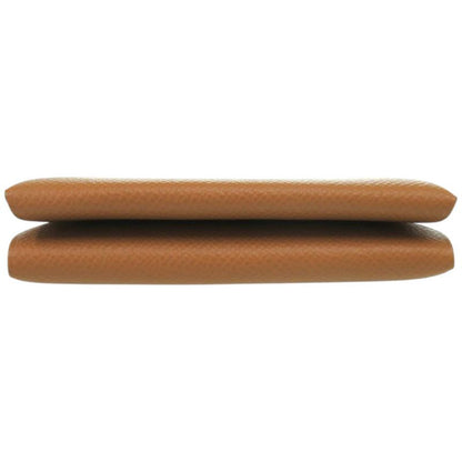 Hermes Calvi Duo Vaux Epson Gold Stamped B Brown Coin Case Wallet 0582 Hermes