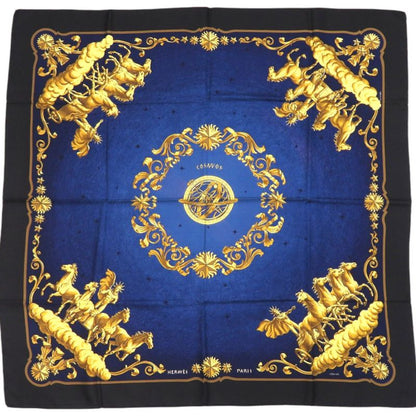 Hermes Carré 90 Cosmos Cosmogony Silk Black Scarf 0115 Hermes