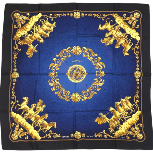 Hermes Carré 90 Cosmos Cosmogony Silk Black Scarf 0115 Hermes