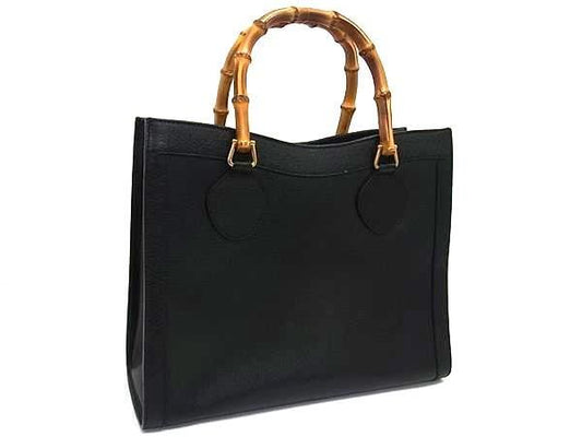 Gucci Handbag Bamboo 002 1186 0260 Black Leather Women