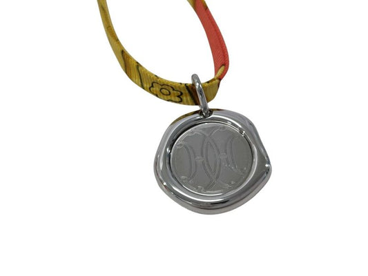 Hermes Necklace Tourbillon Silver Multicolor Metal Silk Ladies Cord Necklace