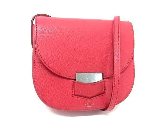 Celine Shoulder Bag Trotter Small Pin Cles Edd Leather Women's Fuchsia Pink