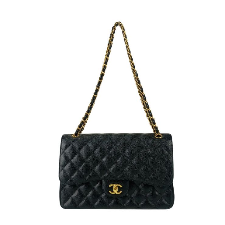 Chanel Shoulder Bag Classic Large Handbag Deca Matelasse 30 A58600 Black Caviar