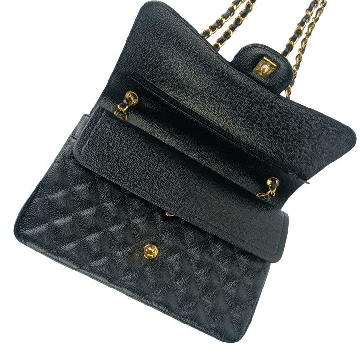 Chanel Shoulder Bag Classic Large Handbag Deca Matelasse 30 A58600 Black Caviar
