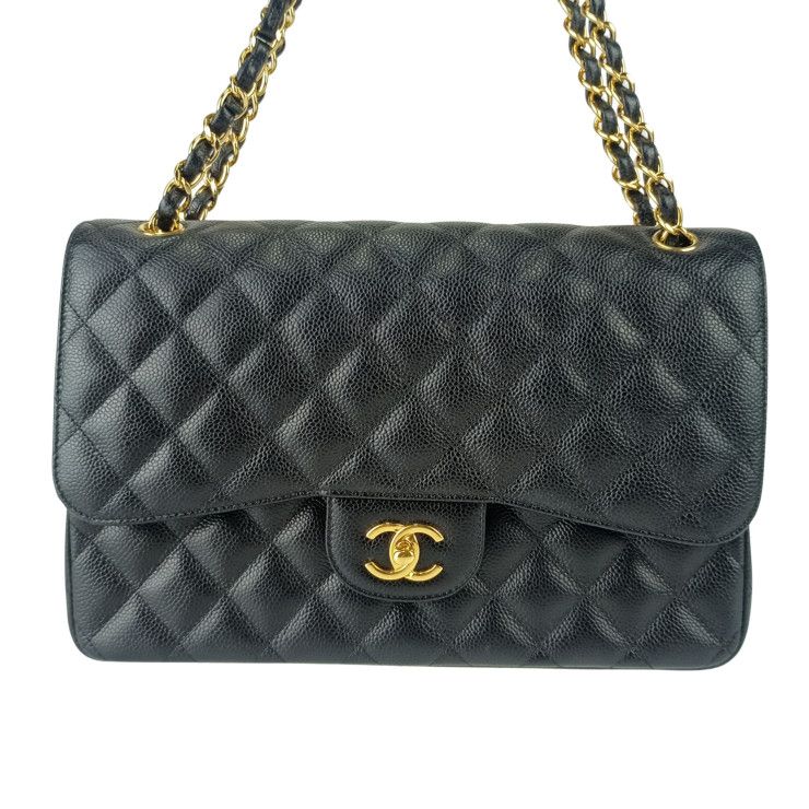 Chanel Shoulder Bag Classic Large Handbag Deca Matelasse 30 A58600 Black Caviar