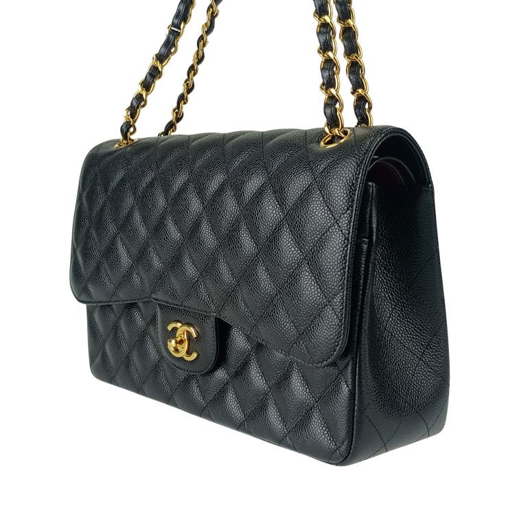 Chanel Shoulder Bag Classic Large Handbag Deca Matelasse 30 A58600 Black Caviar
