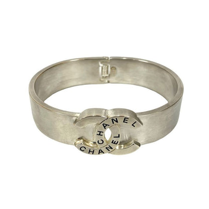 Chanel Vintage Coco Mark Logo Metal Bangle Bracelet 96P