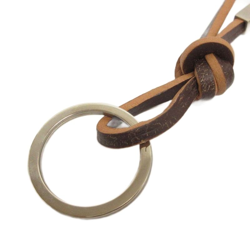 Prada Key Holder Key Ring Leather Brown Small Accessories