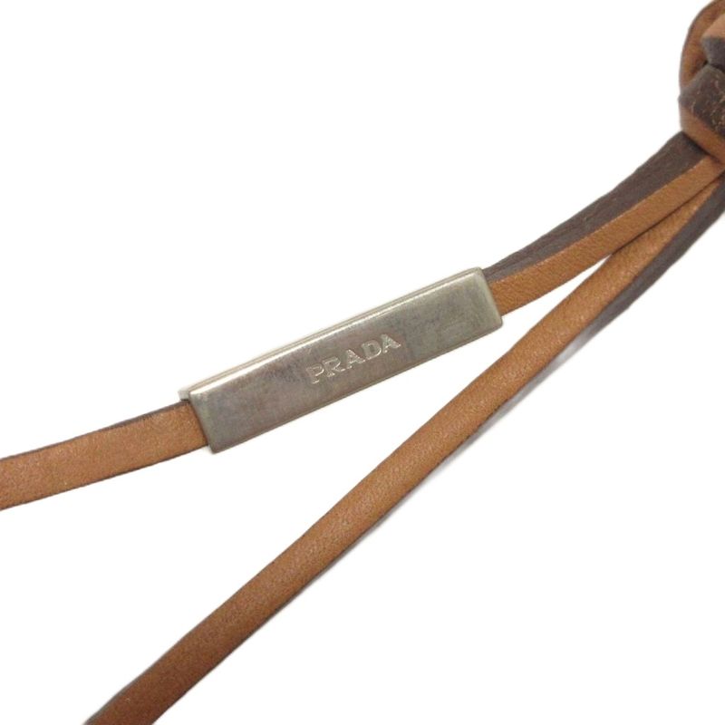 Prada Key Holder Key Ring Leather Brown Small Accessories