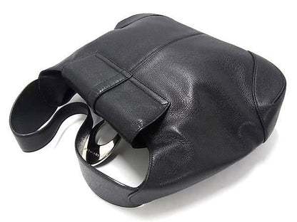 Bvlgari Shoulder Bag Black Leather Women Silver Hardware Excellent Condition