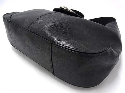 Bvlgari Shoulder Bag Black Leather Women Silver Hardware Excellent Condition