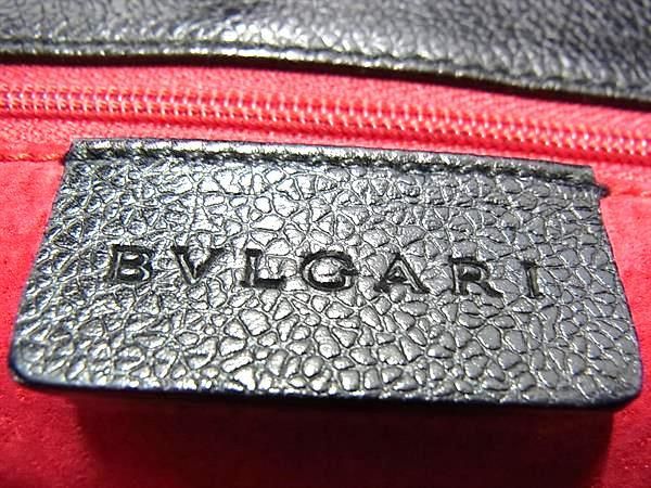 Bvlgari Shoulder Bag Black Leather Women Silver Hardware Excellent Condition