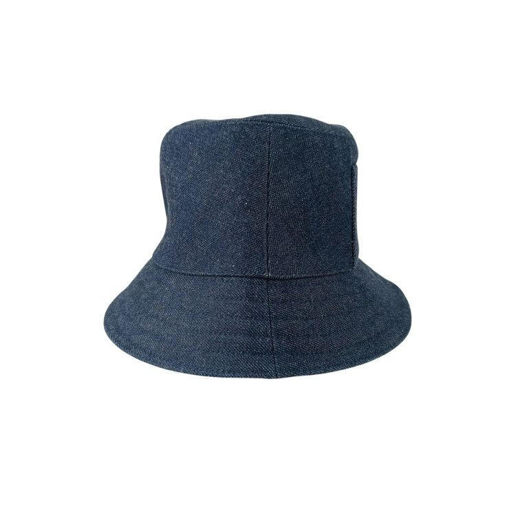 Hermes Hat "helen" Silky H232029n Indigo 100% Cotton Unisex Bucket Hat Silver
