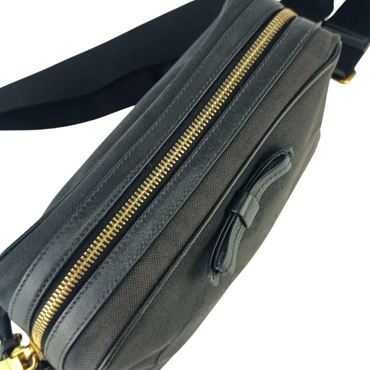 Prada Crossbody Bag Logo Jacquard Shoulder Bag 1bh089 Black Canvas Leather