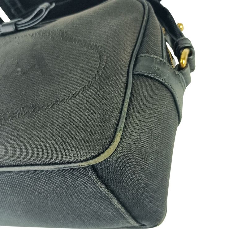 Prada Crossbody Bag Logo Jacquard Shoulder Bag 1bh089 Black Canvas Leather