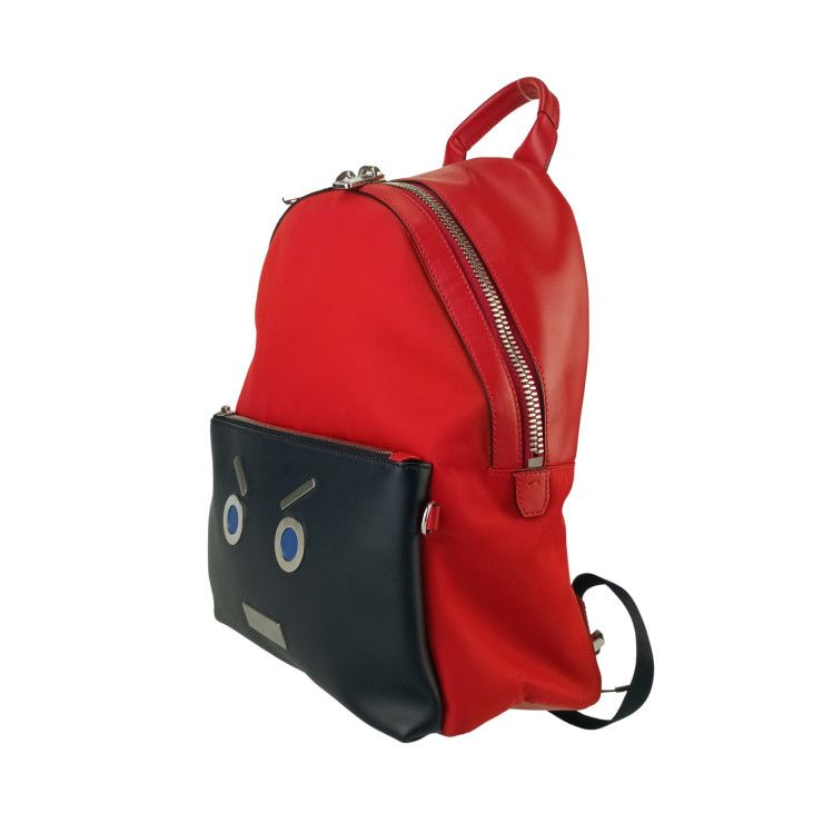 Fendi Backpack Sac Monster Series Fendi Face Backpack 7vz012 Red Black Nylon