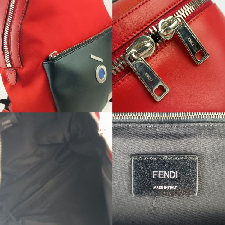 Fendi Backpack Sac Monster Series Fendi Face Backpack 7vz012 Red Black Nylon
