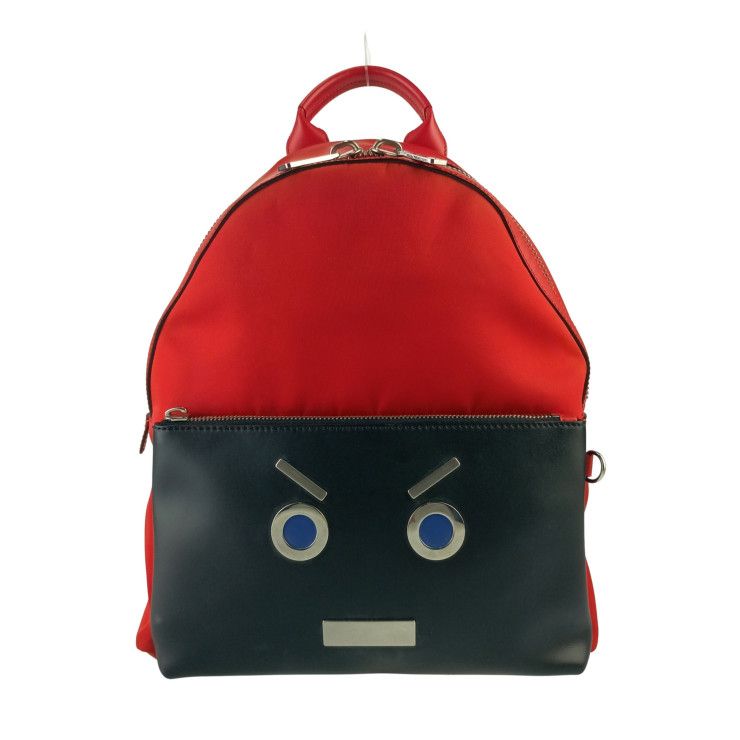 Fendi Backpack Sac Monster Series Fendi Face Backpack 7vz012 Red Black Nylon