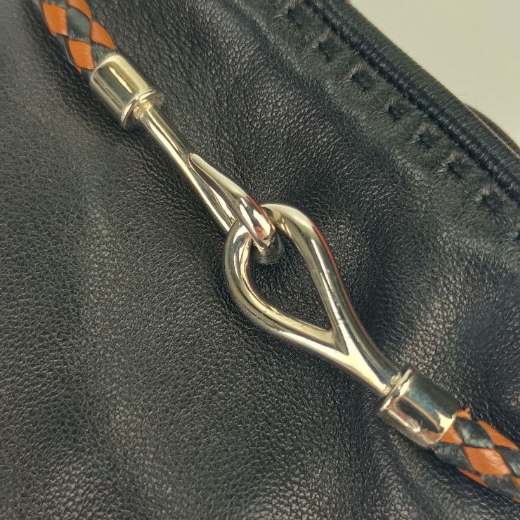 Hermes Gloves Jumbo Black Leather Women's Silver Hardware Excellent Condition