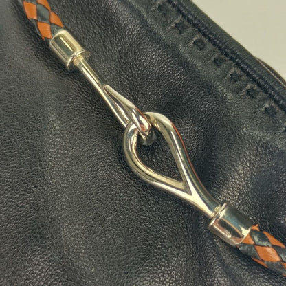Hermes Gloves Jumbo Black Leather Women's Silver Hardware Excellent Condition