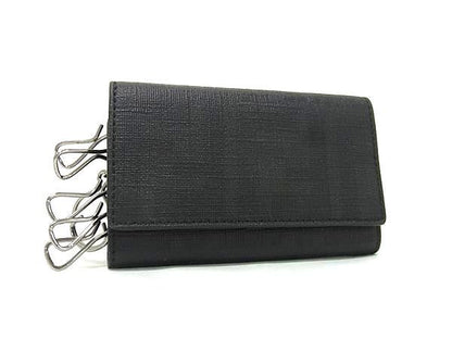 Fendi Key Case Zucca 8ap079 Black PVC Leather Unisex 6-stack Excellent Condition