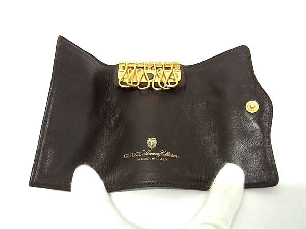 Gucci Key Case Sherry Line Old Gucci Brown Beige Green Red Pvcleather Unisex