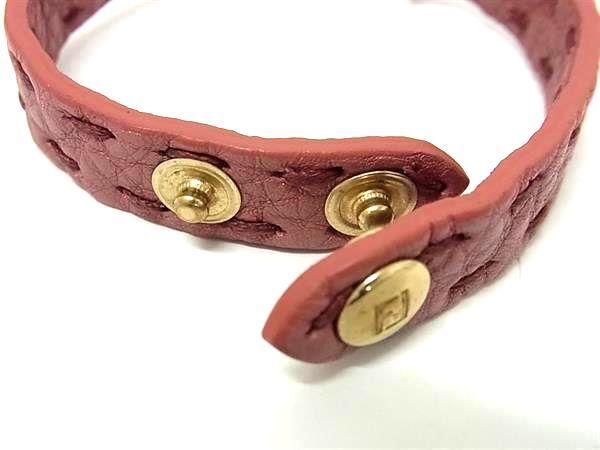 Fendi Bracelet Selleria Pink Gold Leather Ladies Horse Motif