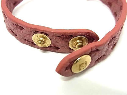 Fendi Bracelet Selleria Pink Gold Leather Ladies Horse Motif